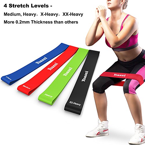 Yoassi Fitnessband 150 × 15 cm mit 4er-Set Widerstand-Bänder 30 × 5 cm in 4 Zugkraftstärken Trainingsbänder aus 100% Naturlatex - 3