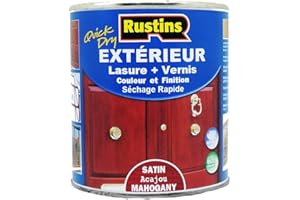 Rustins - teinture pour bois extérieur et intérieur acajou satiné à séchage rapide avec finition vernis 2,5 L - 37,5 m²