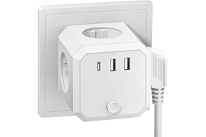 JEXPOWER Steckdosenwürfel, Mehrfachsteckdose