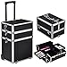 tinxs All in 1 Pro Large Aluminium Hairdressing Makeup Vanity Toiletry Storage Nail Case Box Beauty Cosmetics Trolley 4 in 1 (Black)