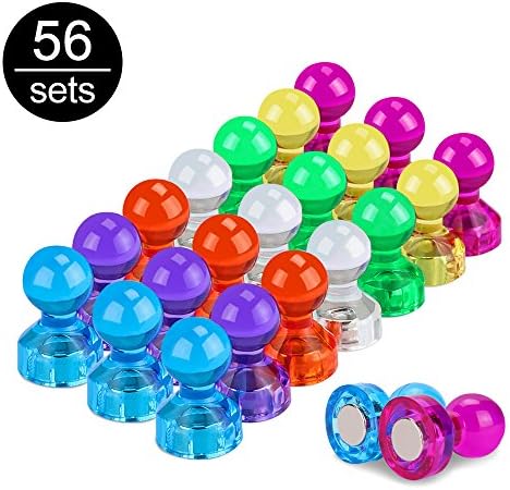 Fridge Magnets, Mopoin 56 Pcs Whiteboard Magnets Mini Colorful Strong Magnetic Push Pins for Tacks for Map, Whiteboard Office Supplies &amp; Noticeboard Refrigerator Calendar