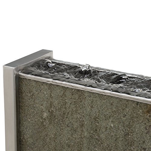 Köhko Wasserwand aus Edelstahl mit Naturstein Wasserspiel mit LED-Beleuchtung - 2