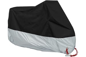 Bestland Motorrad Abdeckung Wasserdicht Staubdicht UV-Schutz Atmungsaktiv Sunblocker Motorradplane Cover Outdoor Roller Abdeckplane, Schwarz/Silber (XXL)