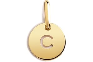 SINGULARU - Mini Medallion Letter. Ciondolo con Iniziale in Argento Sterling 925 con Finitura Placcata Oro 18Kt. Abbinabile con Collana. Gioielli per Donna. Lettera A-Z