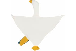 FenFang Doudou Neonato Mussola in Cotone, Peluche Doudou Copertina, Coperta Coccole di Sicurezza Conforto Bambini, Straccetto Duoduo Consolatore Gioco Culla Neonati Regali Utili (Oca Bianca)