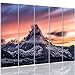 Produktbild Feeby Leinwandbild - 5 Teile - Bilder Wand Bild Wandbilder Kunstdruck XXL, 5-Teilig, Typ C, 300x140 cm, Berge, Natur, Blau