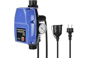 ANESTY Pumpensteuerung Druckschalter mit Manometer & Kabel, Elektronischer Druckwächter max 10 bar, Durchflusswächter für Hauswasserwerk, Kreiselpumpe, Tauchpumpe, Tiefbrunnenpumpe und Gartenpumpe