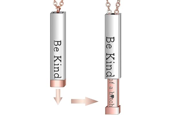 Be Kind Of A B Necklaces For Women,Personalized Stainless Steel Hidden Message Necklace,To Best Friends Sorority Sisters Inspirational Square Tubes Pendant Band Friendship Gift Jewelry