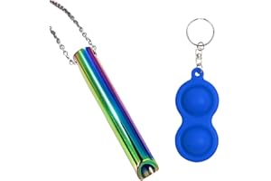 KSOIQPU 1 Stück schillernd Edelstahl Achtsames Atmen Halsketten,rauchentwöhnung hilfsmittel，mit einem Dekompressions-Schlüsselanhänger，geeignet für Zuhause