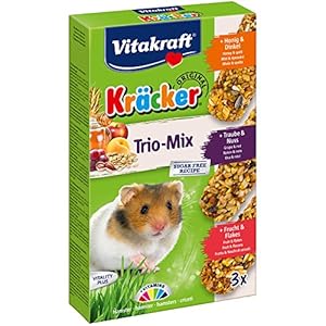 Vita Fuerza Kräcker Trio de Mezclar, akku-knabber Barras para hámster con Miel/Nogal/Fruta, 5 Unidades (5 x 3 Barras)
