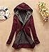 Produktbild Swallowuk Damen Mäntel Übergröße Kapuze Jacke Lange Ärmel Winter Warm Kapuzenpullover Reißverschluss Hoodies Winterjacke Outwear Trenchcoat (M, Weinrot)