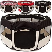 XXL Welpen-Laufstall Tierlaufstall Hundehütte Hütte für Hunde, Katzen, Hasen & Kleintiere - Schwarz