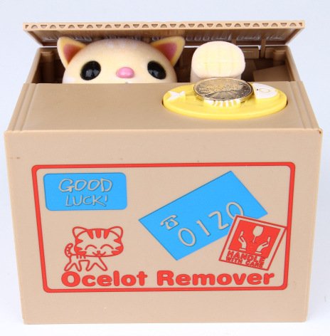 agooding stehlen Medaille Katze Box Sparschwein Spardose, plastik, Gelb