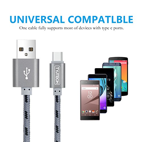 TYJTECH USB Type C Kabel [2-Pack] 3.3FT/1M Umflochtenes Type C Ladekabel f¨¹r Type C Ger?te inklusive dem neuen MacBook, Google Chromebook Pixel , MacBook Pro 2016 usw (Grau) - 5