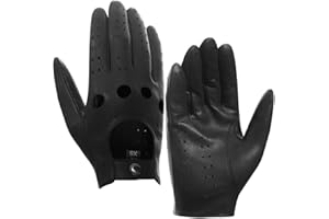 Harssidanzar Uomo guanti guida guanti di pelle di pecora sfoderato GM026D