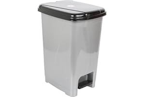 Jolie Max 25L Slim Pedal Bin - Foot Pedal Dustbin, Silver with Black Lid, Space-Saving Design for Efficient Waste Disposal