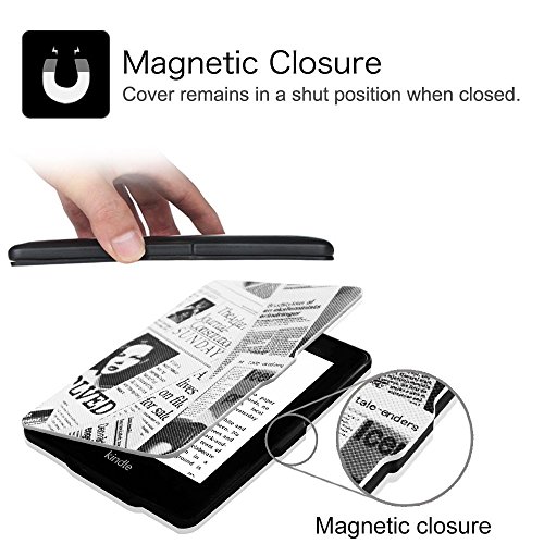 Fintie Kindle Paperwhite Hülle – Die dünnste und leichteste Smartshell Case Schutzhülle Tasche mit auto Sleep / Wake für den neuen Kindle Paperwhite 2016 (mit 300 ppi-Display, 6 Zoll, und integrierter Beleuchtung) und alle Modelle von 2012, 2013, 2014, 2015, Zeitung - 3