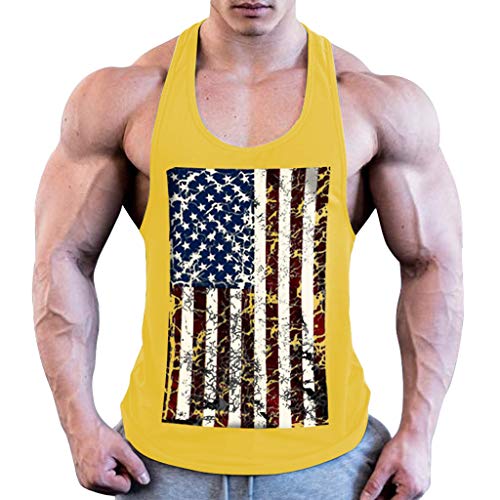 Preisvergleich Produktbild BHYDRY Herren Sommermode Flag Druck elastische ärmellose Fitness Weste Bluse Tops