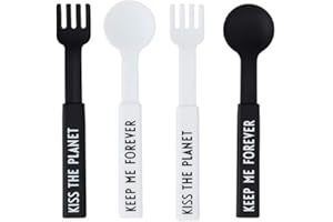 Design Letters Posate To Go 2 set | Tritan Forchetta e Cucchiaio per Porta Pranzo | Riutilizzabili e Caduta sicura Posate per thermos alimenti caldi | Regolabile & Lavabile in Lavastoviglie