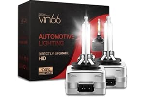 BHTOP D3S Xenon HID Headlight Bulbs, 6000K 35W OEM Set, Diamond White High Low Beam Replacement Bulbs, Metal Snap Ring and Base HID Lights（2 pack）