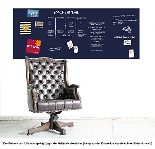 Selbstklebende und magnetische Vinyl- Tafelfolie in verschiedene Größen | Kreidetafel | Formate: 50x70cm|100x50cm|100x75cm|100x150cm|100x250cm|100x300cm|100x500cm | inkl. 2xKreide + 10er Set SuperMagnete| Kreidetafel | Wandfolie blau (100×250 cm) - 3