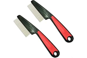 LJFEA Flohkamm für Hunde Katzen 2 Stück Profi Hund Katze Läusekamm Staubkamm Floh Kamm Groben & Feine Zähne Edelstahl Lice Flea Comb