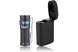 ‎OLIGHT OLIGHT Baton 3 Kit Mini LED Taschenlampe mit Drahtlosem Ladecase, bis zu 94 Tage Laufzeit, Superhelle 1200 Lm 166m Leuchtweite 6 Lichtmodi IPX8 Wiederaufladbare Handlampe für Camping, Notfälle Schwarz
