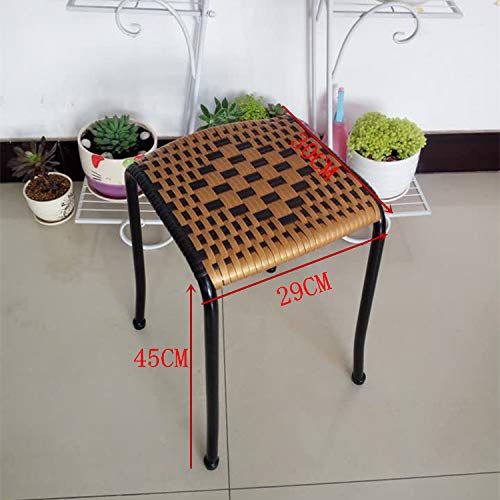 Preisvergleich Produktbild SEEKSUNG Stuhl, handgewebter Korbsessel, stapelbarer Hocker, natürlicher und umweltfreundlicher kleiner Rattanstuhl, Home Einzelschuhbank, 2 Stück, lokaler Goldhocker 45cm