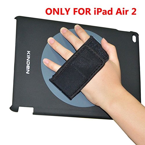 Ipad Air 2  Hülle KINDEN Hand-Halter-rückseitige Abdeckung Schutz 360 Grad-drehender mit verstellbarem Band für Apple iPad Air 2 (schwarz) - 2