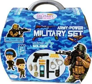Smartcraft Military Playset Toy for Boys with Handcuff, Mini Bullet Gun Toy for Kids, Role Play Game Weapon Set for Kids Boys, Pretend Play Military Set ? Multicolor_19 Pcs