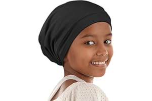 ALNORM Bonnet de Nuit pour Fillette bouclée Bonnet doublé de Satin avec élastique de Confort Ajustable pour Adolescents, Grands Enfants, Enfants