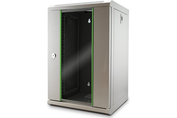 WAYTEX 37482 Mini Coffret Réseau 10 Pouces 9U Baie de Brassage Serveur avec Porte vitrée à Serrure - Gris Clair, Livré monté