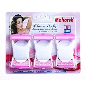 Maharsh Max Women Razor Disposable Body Shaving Bikini Razor, 6 Blades Count