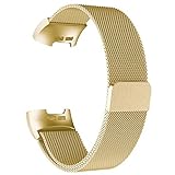 Adepoy Ersatzarmbänder Kompatibel für Fitbit Charge 3 und Charge 3 SE, Milanese Loop Edelstahl Magnetverschluss Armband