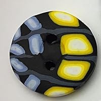 2 Knöpfe handmade rund gelb 2Stk, 25mm Efimoni