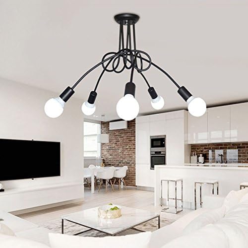@ceiling light fixture Modern Led Ceiling Lights Fixture E27 3/5 Heads Home Lighting Ceiling Lamp Living Room Black Color Lampen Lustre Abajur Luminaria ( Color : Black-5 heads )
