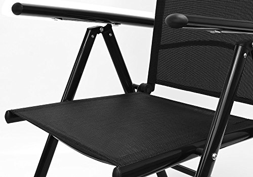 Alu Sitzgruppe 8+1 Schwarz Sitzgarnitur Gartengarnitur Tischplatte aus Glas + klappbare und neigbare Stühle