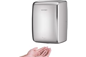 anydry 2803D Mini Comercial secador de Manos eléctrico automático, Ahorro de Espacio en el baño, Carcasa de Acero Inoxidable.1350 vatios.(Pulido)