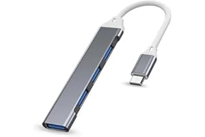 HERFAIR USB C Hub,USB Expander,USB Splitter,4 Ports USB Adapter,Type-C to USB 3.0 Dongle USB-C Splitter Ultra Slim OTG USB Extender Compatible with Windows, MacBook Pro/Air, Chrome Space Gray