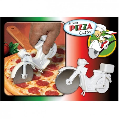 Pizza Rider Pizzaschneider Motorrad weiß - 3