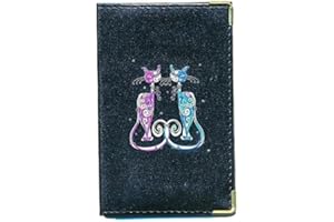 Syl'la Chat Couple Porte Carte Grise et Papier Voiture en Simili pour Femme ou Homme Noir