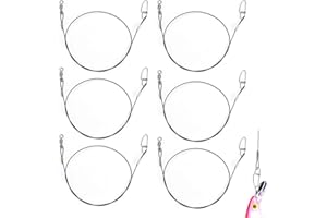 DURANTEY 30 pcs Alambre de Pesca Líder de Pesca de 50 cm Hilo de Acero Inoxidable para Pescar con Giratorios y Broches Alambre para Señuelos de Pesca de Carga de 50 kg para Pesca al Aire Libre - Negro