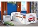 Produktbild Kocot Kids Kinderbett Jugendbett 70x140 80x160 80x180 Weiß mit Rausfallschutz Matratze Schubalde und Lattenrost Kinderbetten für Mädchen und Junge - Feuerwehr 140 cm