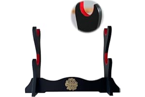 Yuelulala Sword Holder Japanese Velvet Padded Katana Stand Samurai Display Rack Support All Sword ragon Pattern 2 Tier Wall Hanger Sword Rack (A64-1)