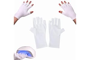 TUKNON UV Shield Handschuh,Nagel Handschuhe,Gel Maniküre Handschuh,Nagel Handschuhe Schützen Hand vor LED Lampen,Anti UV Fingerlose Handschuhe,für Nagellack Nagel Kunst Trockner,Halbfinger Handschuhe,Weiß