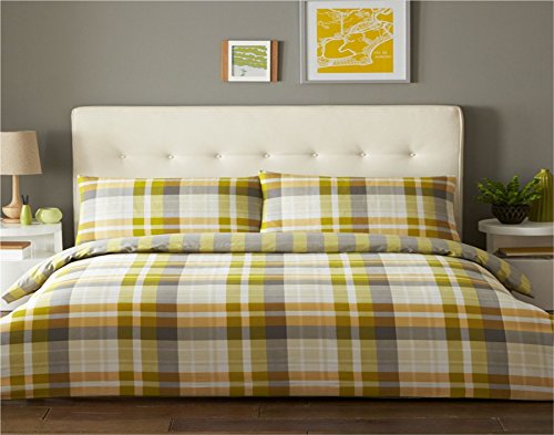 Chequered Lime single Quilt Duvet Cover & 1 Pillowcase Bedding Bed Set