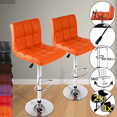 Miadomodo - Cojunto de 2 taburetes de bar - Naranja - color a elegir
