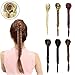 FESHFEN Long Cute Fishtail Braided Ponytail Clip in/on Braided Rope Hair Chignon Drawstring Braid Fishtail Plait Ponytail Hair Extensions Hairpiece 50cm 19 Inch 130g 1B# Natural Black
