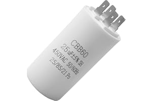 SUUOSL Condensatore CBB60 25uF 450V Condensatore di Avvio per Pompa Piscina, Tapparelle Rotelle, Motore Monofase, Compressore, Ventilatore, Lavatrice, 50/60Hz