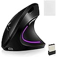 HEUIZHI Ergonomic Vertical Mouse, RGB Wireless Rechargeable 2.4GHz Optical Vertical Mice with Adjustable DPI 800/1000/1600/2400 for Laptop, PC, Computer, MacBook (Black)